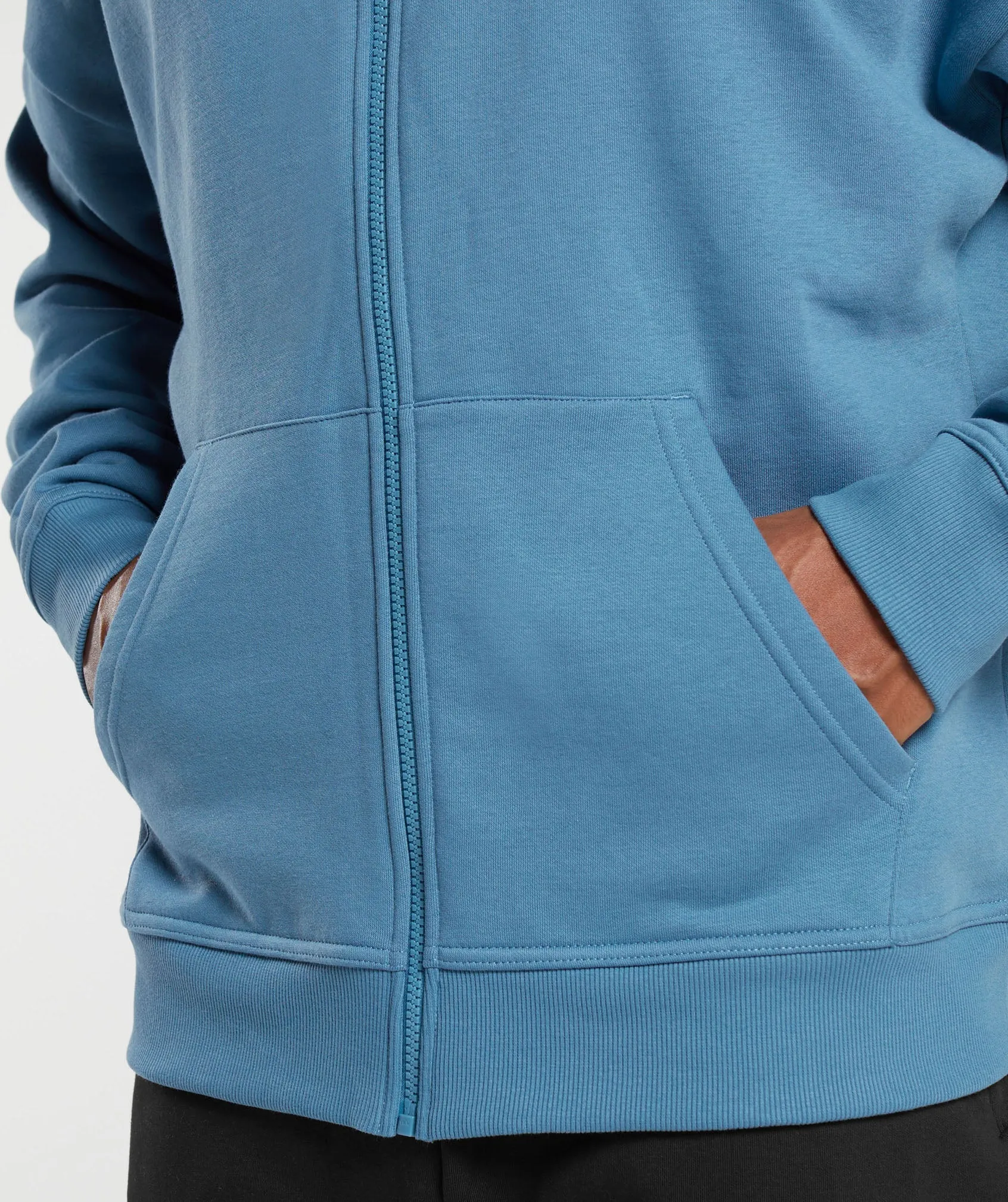 Gymshark Crest Oversized Zip Up Hoodie - Denim Blue