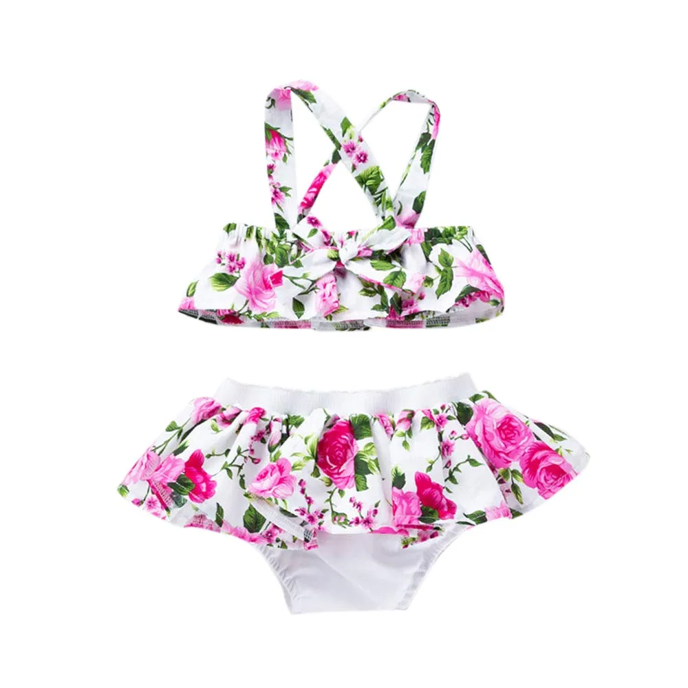 Hopscotch Girls Floral Print Slim Fit BlouseShorts Set with Headband In White Color for Ages 9-12 Months