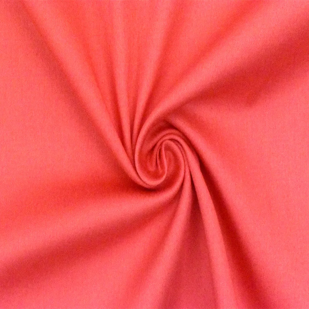 Hot Coral Red Solid Stretch Cotton Sateen Woven Fabric