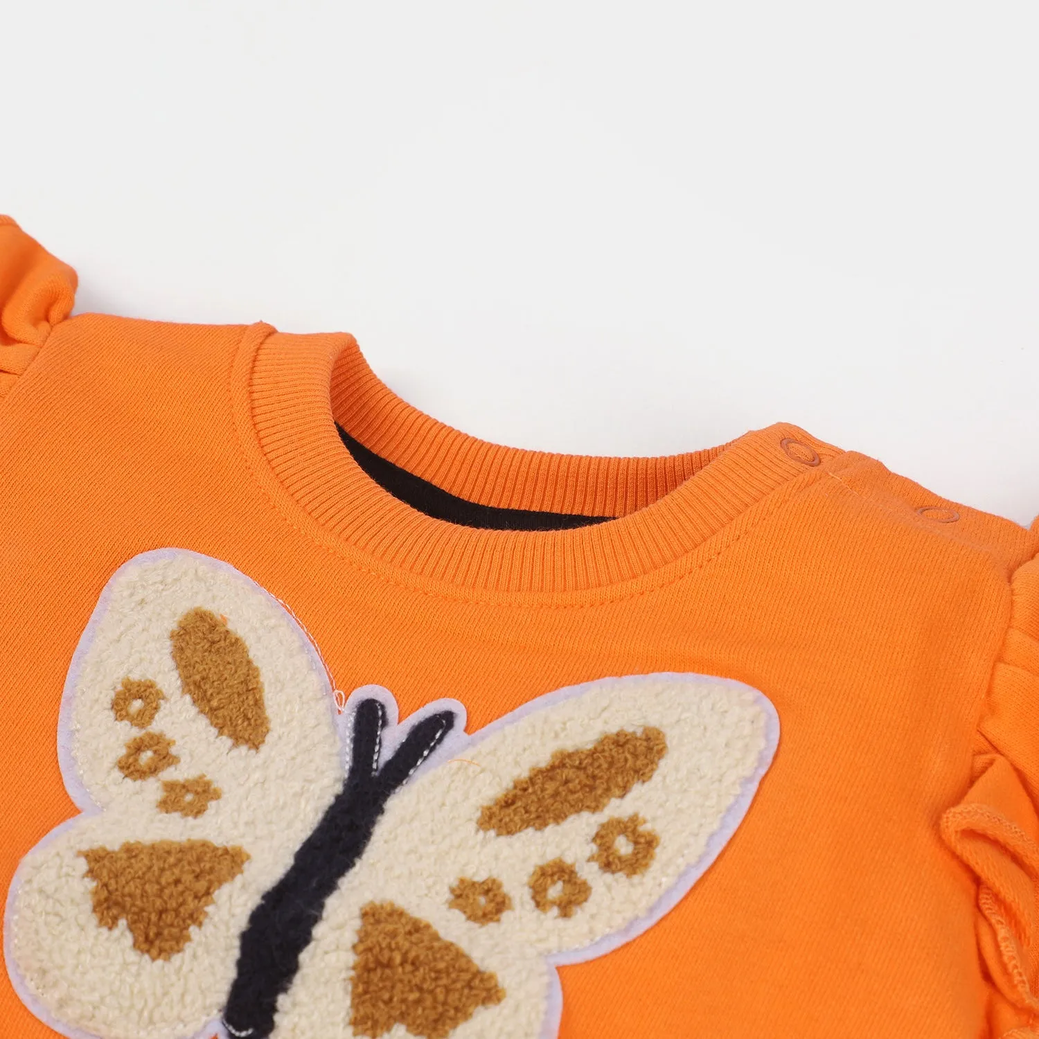 INFANT GIRLS FLEECE KNITTED 2PC SUIT Butterfly - Orange