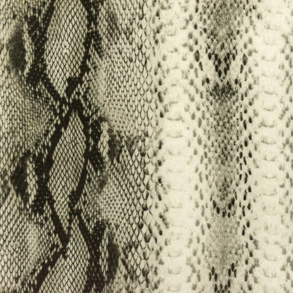 Ivory-Multi Famous Designer Snake Skin Printed Rayon Crepe Faille Fabric