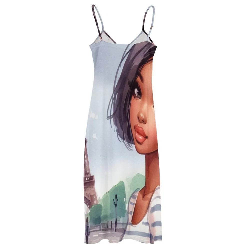 Just a Girl who Loves Travel Spaghetti Strap Ankle-Length Dress Long dress