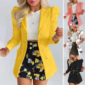 Lapel Collar Side Flap Pocket Blazer & Front Pockets Mini Skirt Set