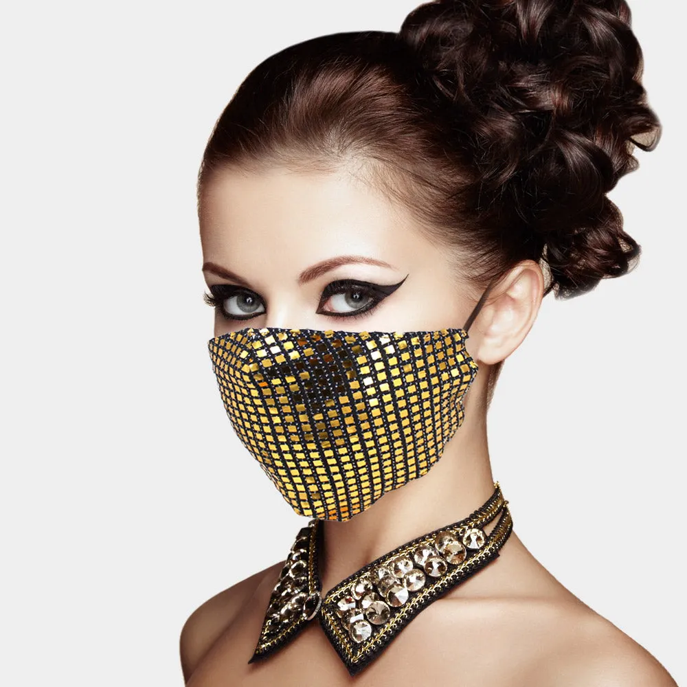 Lia Red Metallic Embellished Fashion Mask