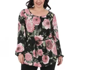 Long Sleeve Floral Georgette Fashion Top 3537264C