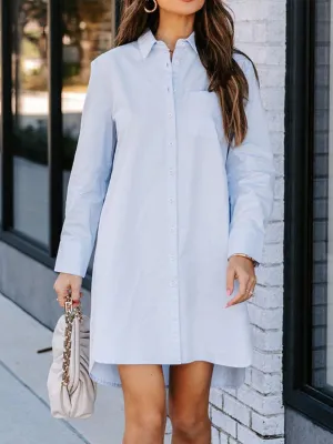 Lovelet Button Up Collared Neck Long Sleeve Shirt Dress