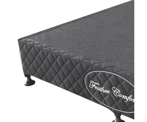 Mattress Base Ensemble King Size Solid Wooden Slat in Black with Removable Cover