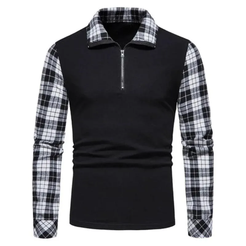 Men's Polo Shirt Zipper Long Sleeve