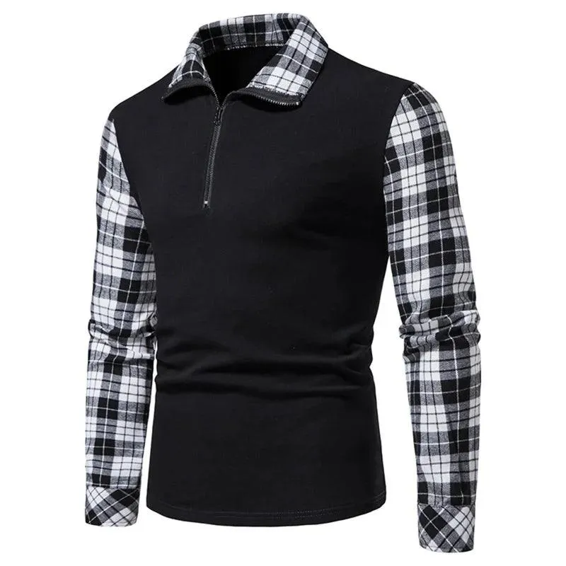 Men's Polo Shirt Zipper Long Sleeve