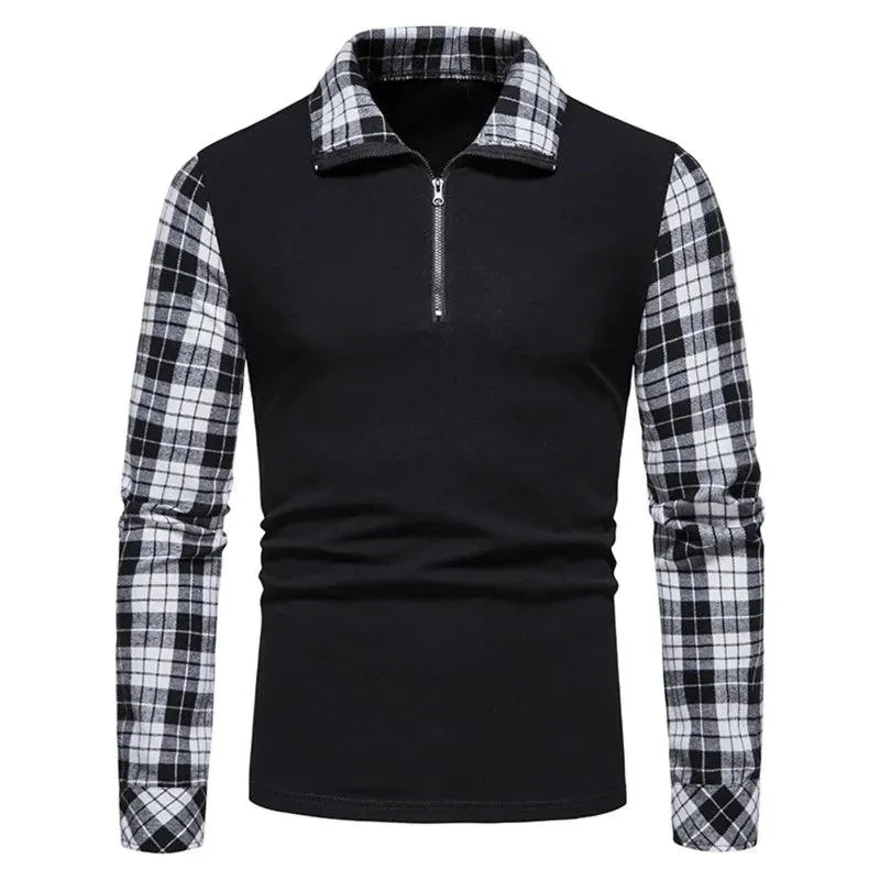 Men's Polo Shirt Zipper Long Sleeve