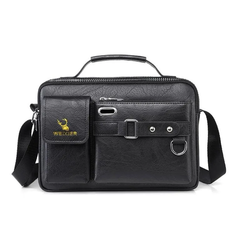 Men's Portable PU Leather Shoulder Bag by WEIXIER - Stylish and Durable Handbag