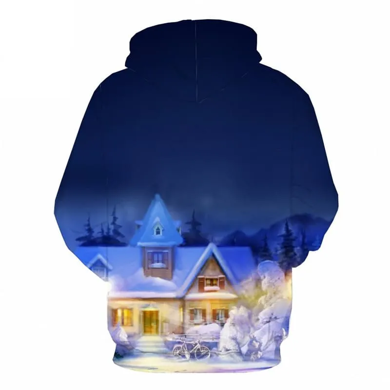 New Year Sweatshirts men Christmas Hoodie Print Tree Hooded Casual Snow 3d Printed