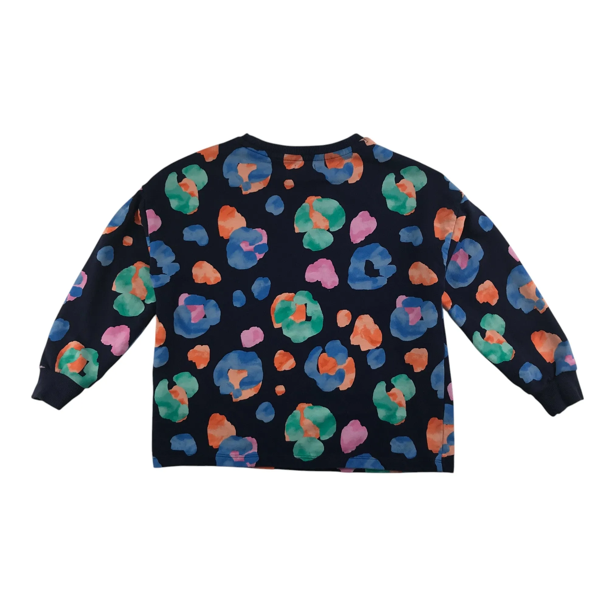 Next sweater 7-8 years navy and multicolour spot pattern cotton