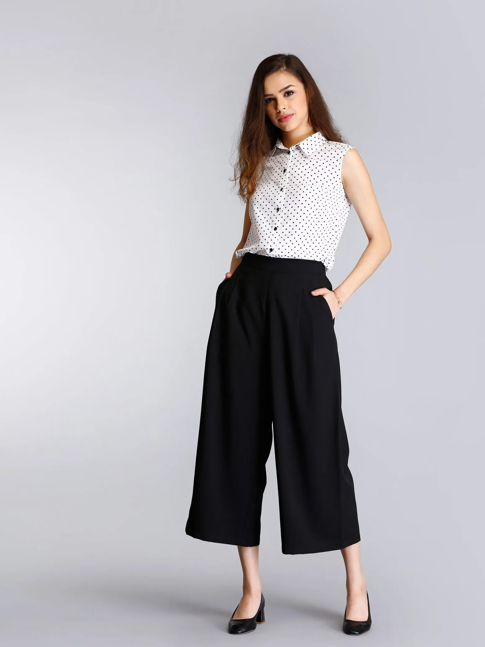 Pleated Culottes - Black