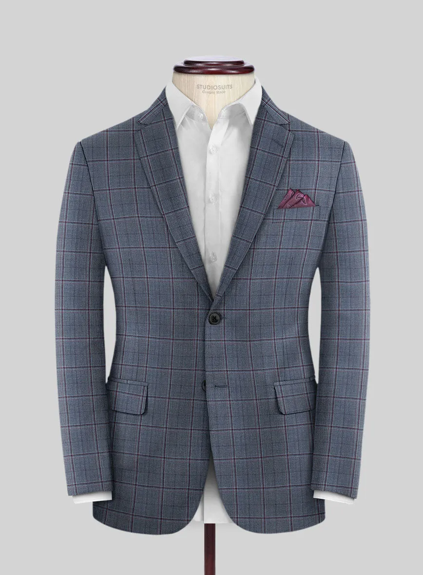 Reda Tropical Blue Checks Wool Suit