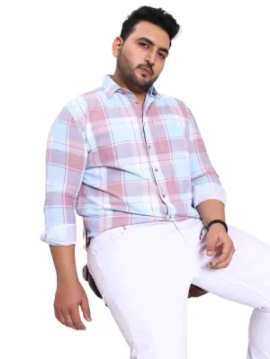 Sky Blue Checkered Soft Cotton Lee Shirt