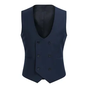 Slim Fit Double Breasted Navy Vest