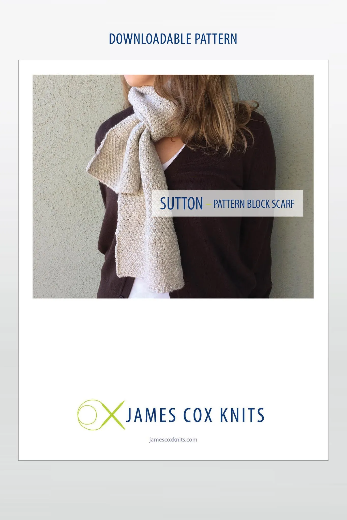 Sutton Pattern Block Scarf Designer Knitting Pattern