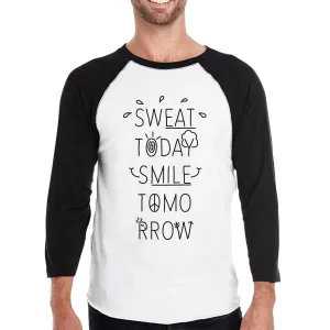 Sweat Smile Mens Baseball Shirt Funny Graphic Raglan Tee Gym Gift