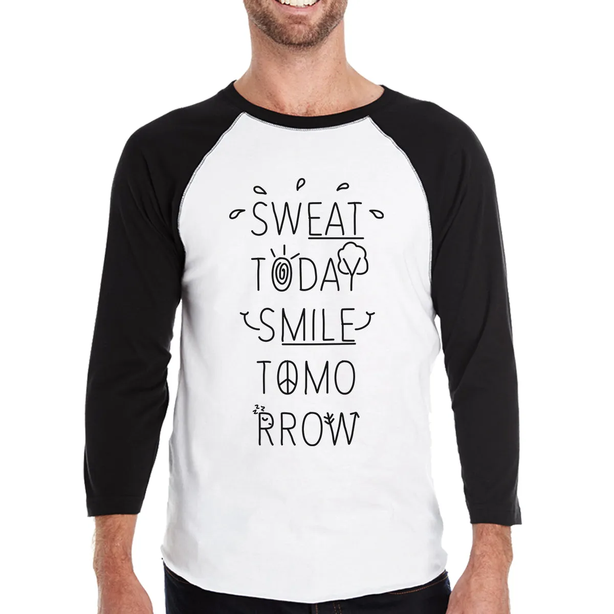 Sweat Smile Mens Baseball Shirt Funny Graphic Raglan Tee Gym Gift