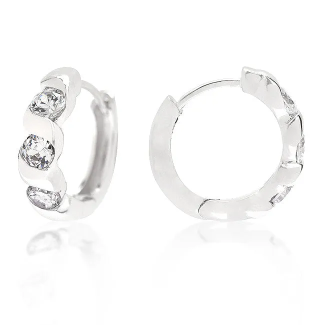 Triple Cubic Zirconia Hoops