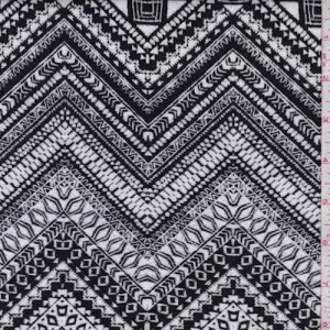 White/Black Deco Chevron Jersey Knit Fabric