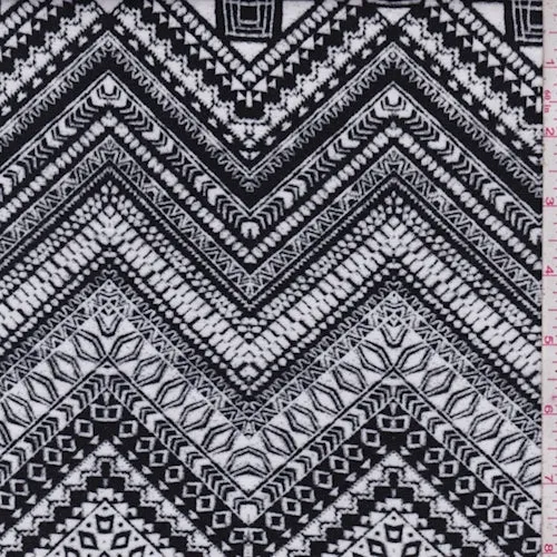 White/Black Deco Chevron Jersey Knit Fabric