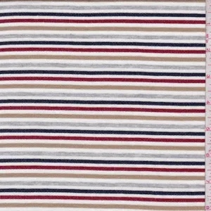 White/Camel/Black Stripe Baby French Terry Knit Fabric