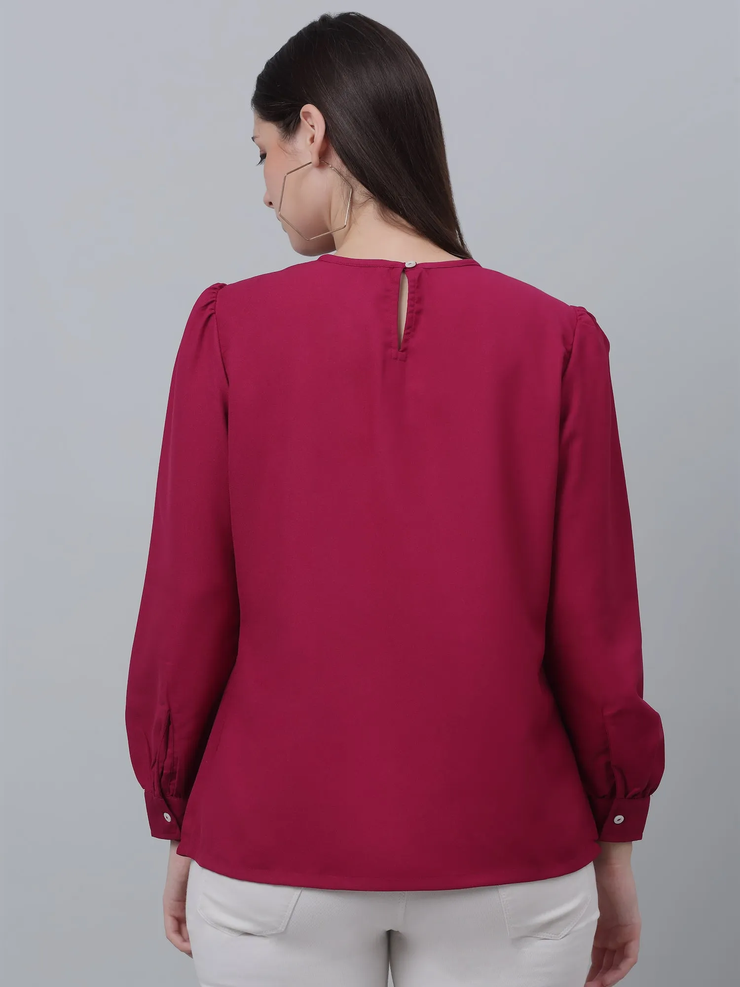 Women's Casual  Pink Solid Round neck Tunic