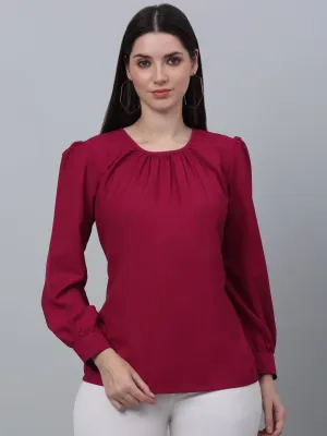 Women's Casual  Pink Solid Round neck Tunic