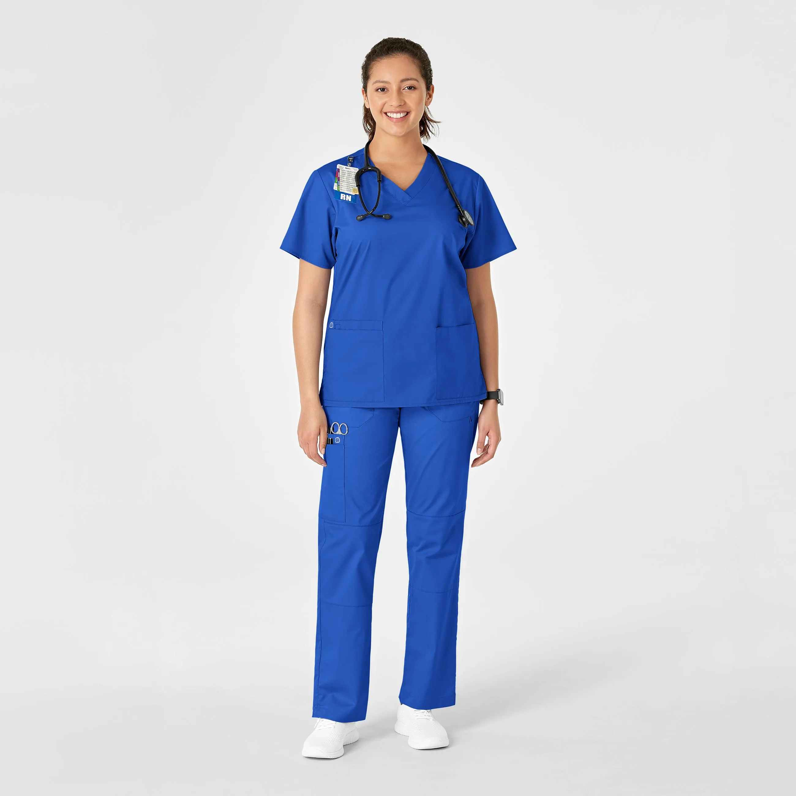 WonderWORK Women's Straight Leg Cargo Scrub Pant - Royal