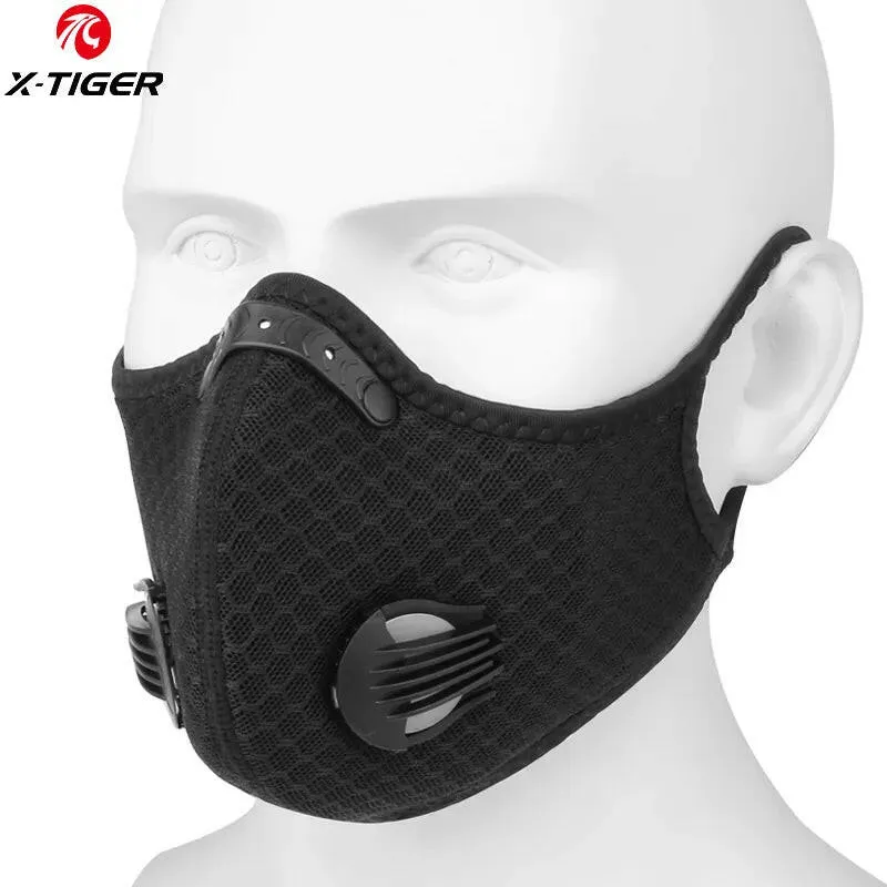 X-TIGER Cycling Face Mask with Filters Anti-Pollution Cycling Mask Activated Carbon Breathing Valve Bike Mouth Caps Mascarilla