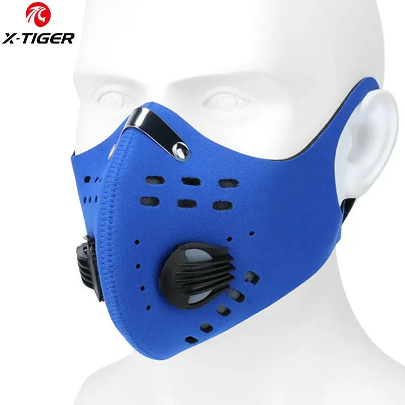 X-TIGER Cycling Face Mask with Filters Anti-Pollution Cycling Mask Activated Carbon Breathing Valve Bike Mouth Caps Mascarilla